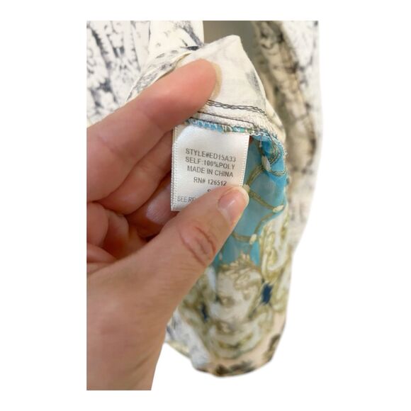 Aratta Silent Journey Damask Button Down Floral Shirt  Sz S Semi Sheer Back G9 - Picture 6 of 9